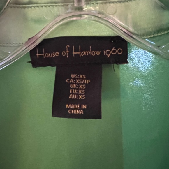House of Harlow 1960 Apple green satin button down blouse. - Picture 2 of 8
